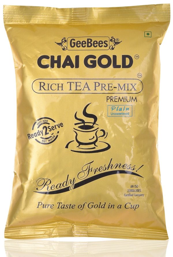 GeeBees Chai Gold Instant Premix Plain Tea Unsweetened, 500gms