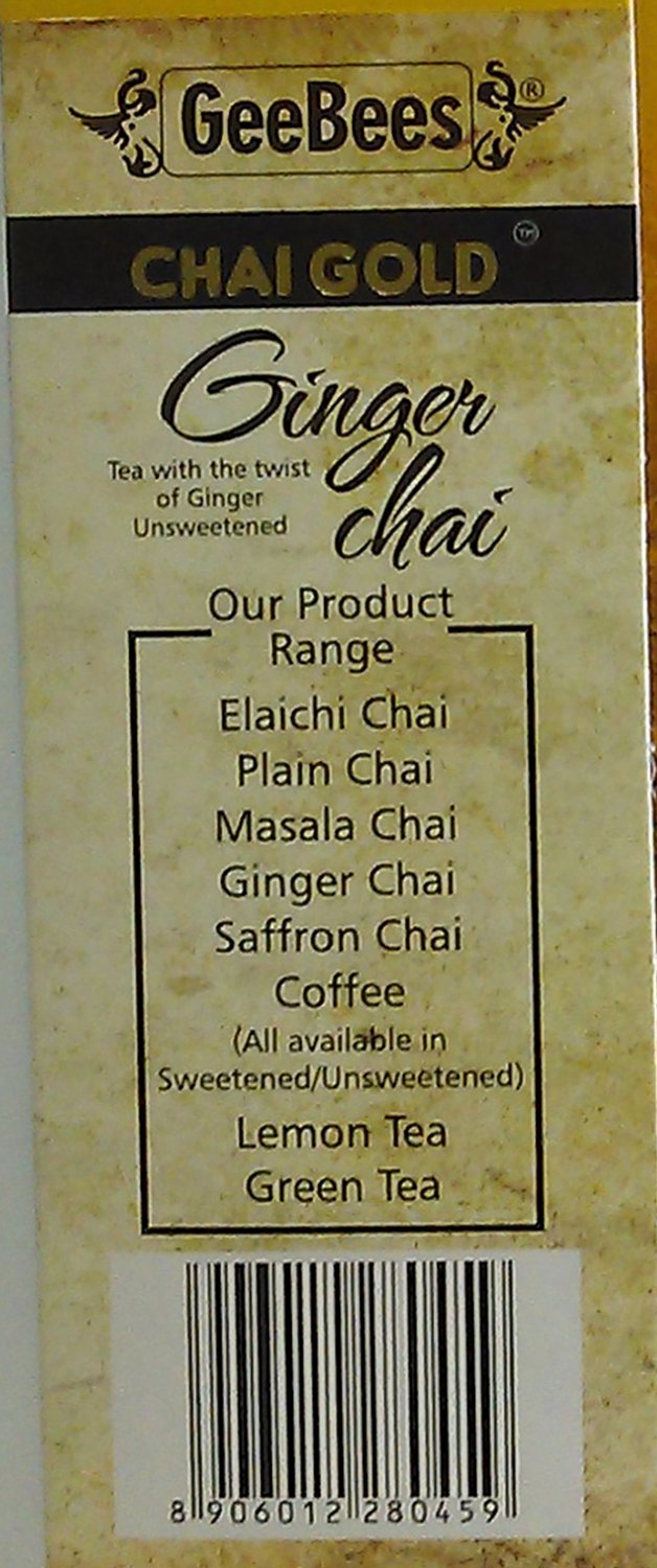 GeeBees Chai Gold Instant Premix Ginger Tea Low Sugar, Box of 10 Sachet - Image 3