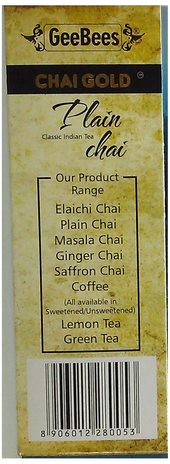GeeBees Chai Gold Instant Premix Plain Tea Low Sugar, Box of 10 Sachet - Image 3